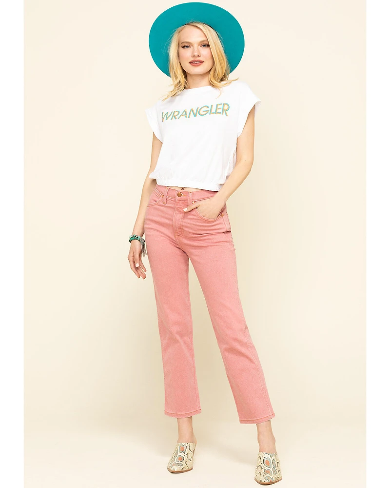 Wrangler Modern Women's White Logo High Rib Cropped Tee
