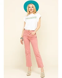 Wrangler Modern Women's White Logo High Rib Cropped Tee