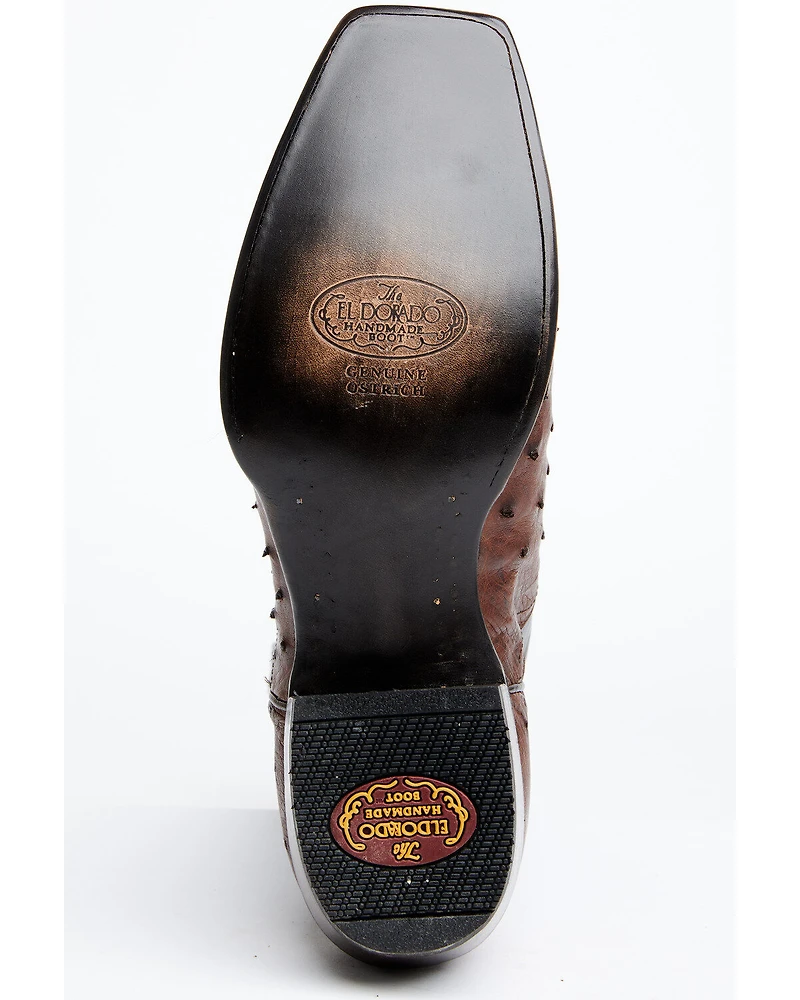 El Dorado Men's Exotic Full-Quill Ostrich Skin Western Boots - Square Toe