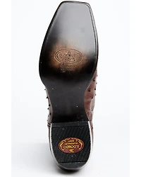 El Dorado Men's Exotic Full-Quill Ostrich Skin Western Boots - Square Toe