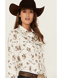 Ariat Women's Horse Print Long Sleeve Snap Western Shirt