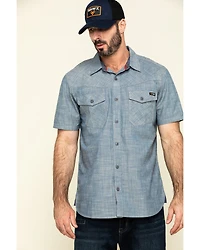 Hawx Men's Rancho Chambray Solid Short Sleeve Work Shirt - Tall