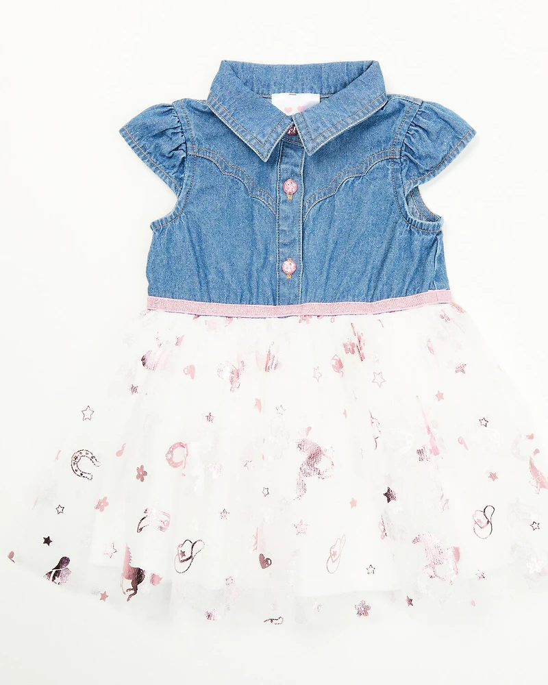 Sugar California Infant Girls' Denim Western Yoke Rodeo Tutu Dress