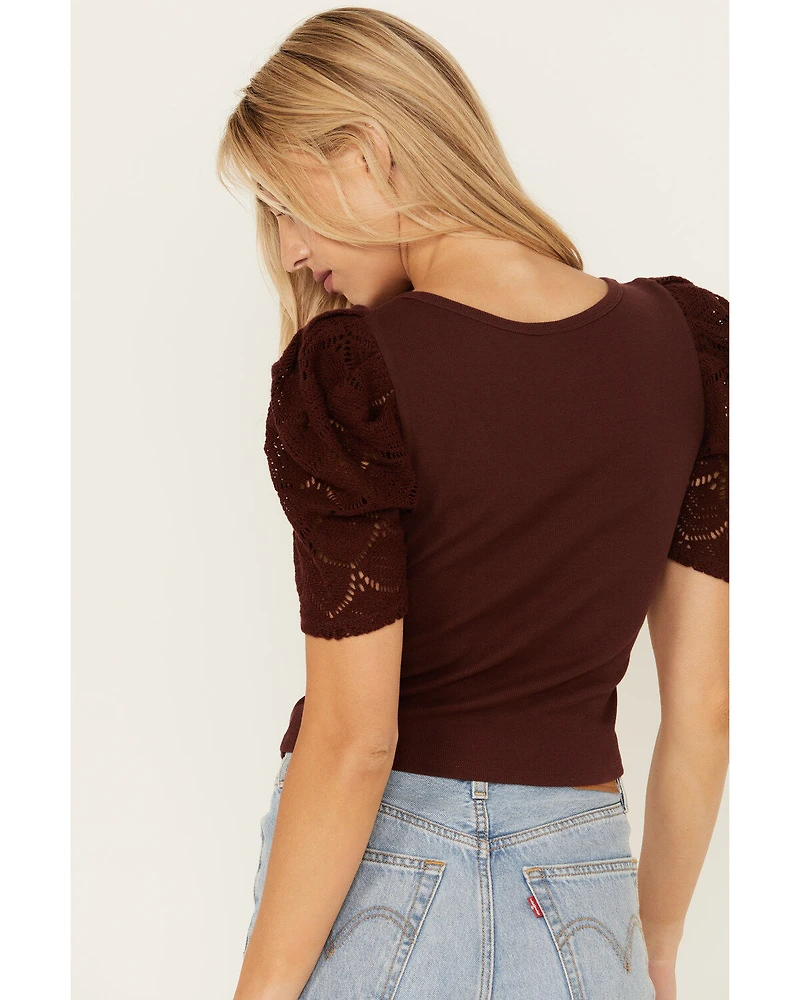Shyanne Women's Crochet Sleeve Top
