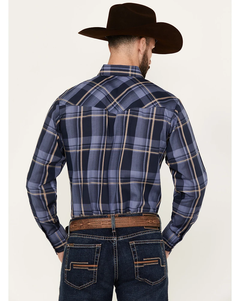 Ely Walker Men's Plaid Print Long Sleeve Snap Western Shirt