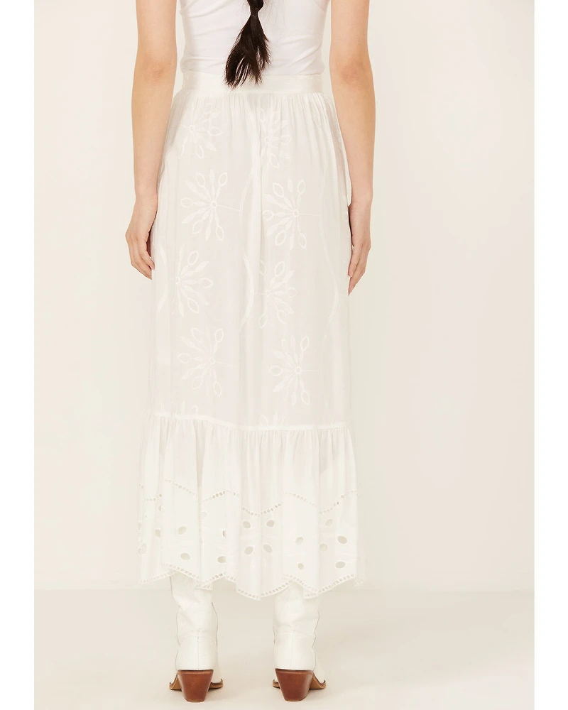 Beyond The Radar Women's Eyelet Midi Skirt