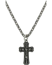Montana Silversmiths Men's Barbed Wire Cross Necklace
