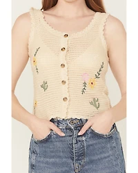 Rock & Roll Denim Women's Crochet Floral Tank