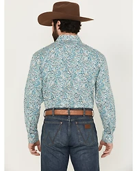 Panhandle Men's Paisley Print Long Sleeved Pearl Snap Western Shirt