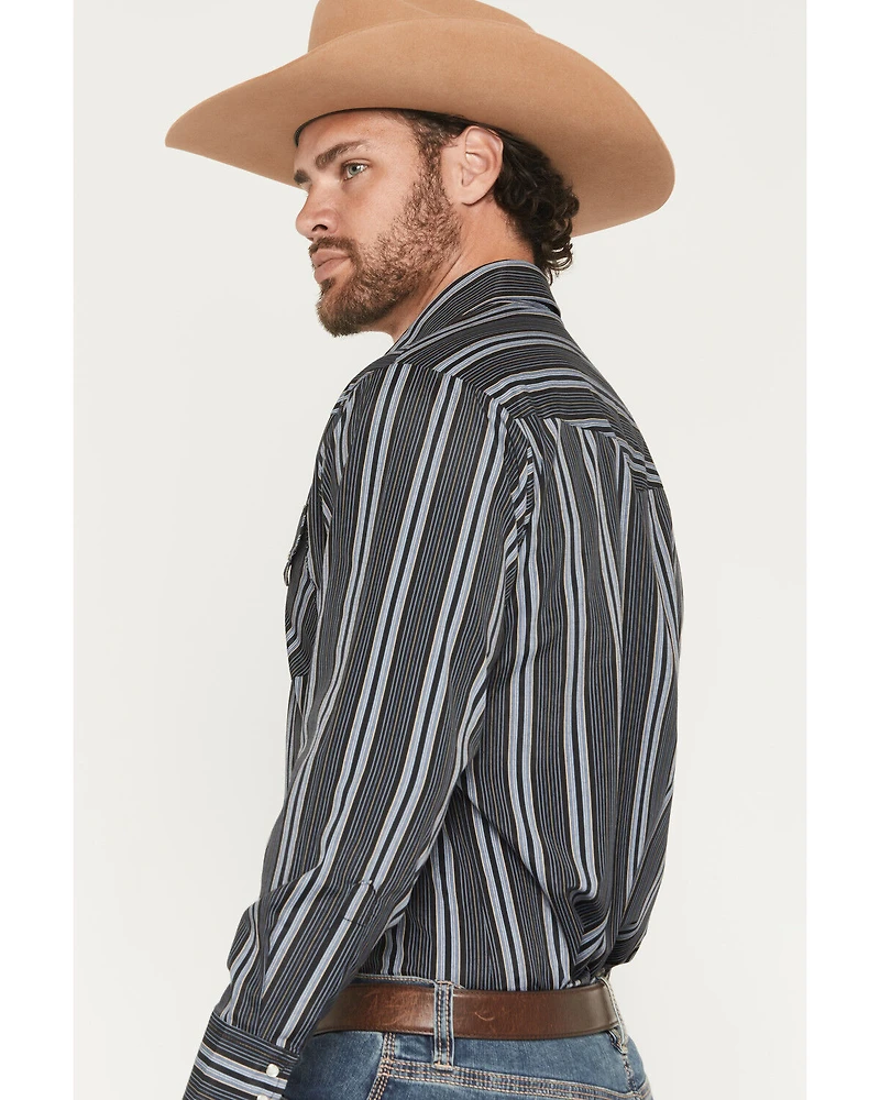 Ely Walker Men's Stripe Print Long Sleeve Snap Western Shirt