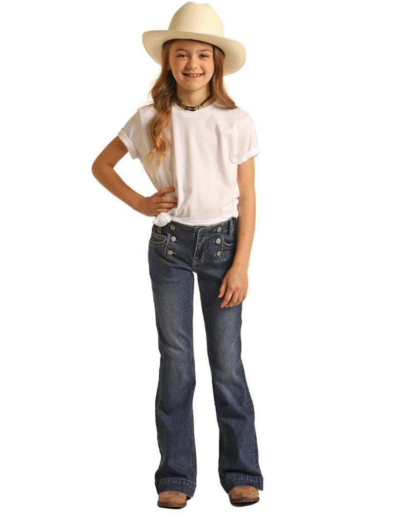 Rock & Roll Denim Girls' Double Button Stretch Trouser Jeans