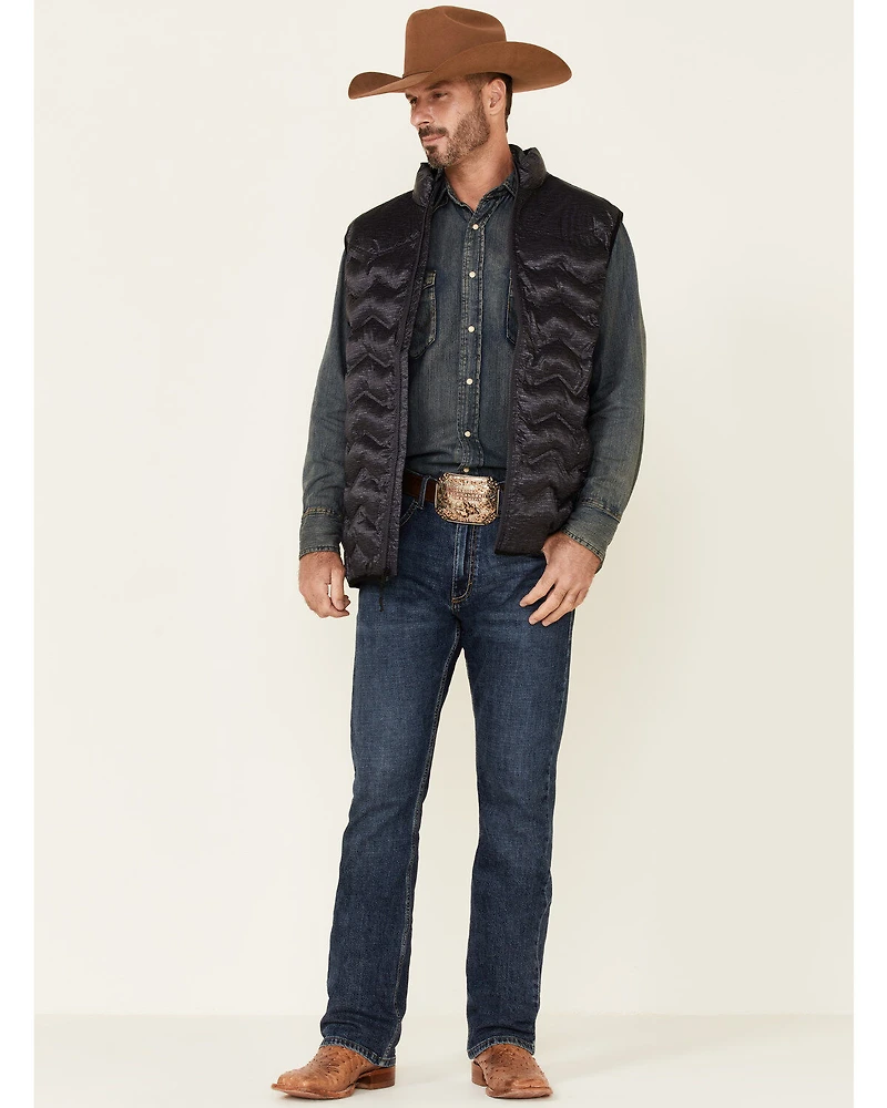 Cody James Core Men's Heather Charcoal Midnight Heat Sealed Zip-Front Puffer Vest