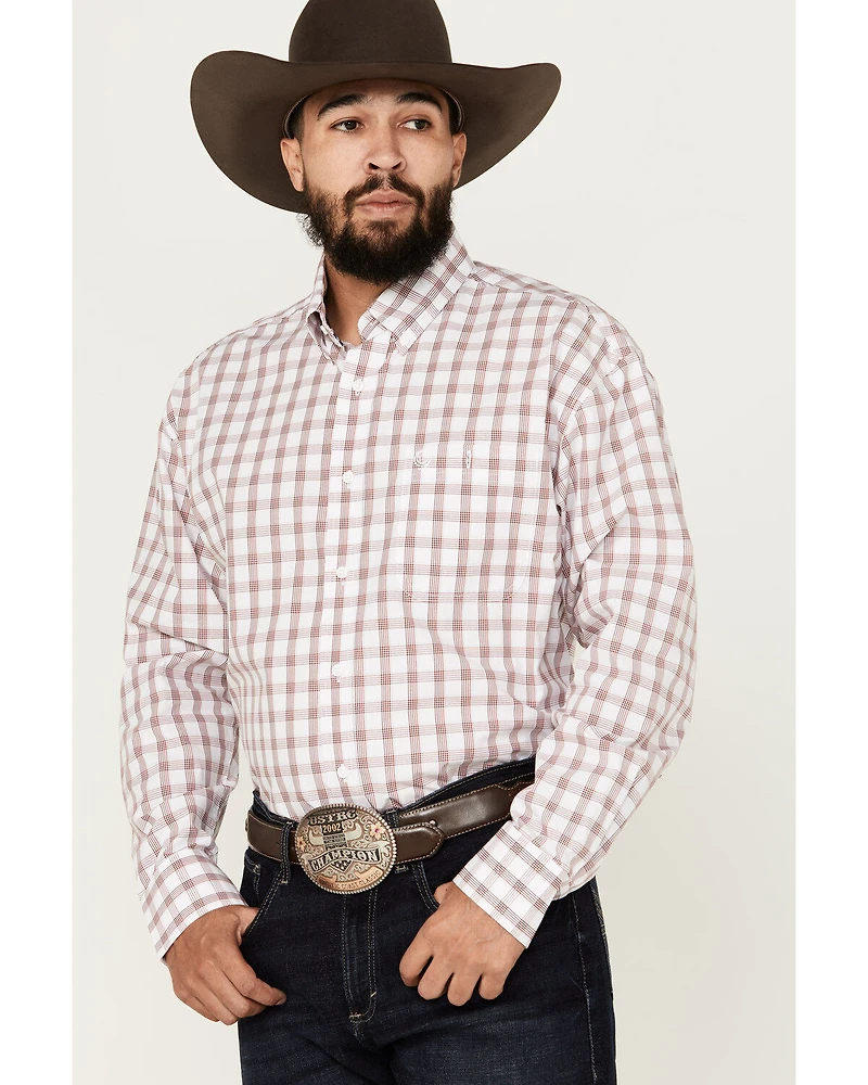 George Strait by Wrangler Men's Checkered Print Long Sleeve Button-Down Shirt