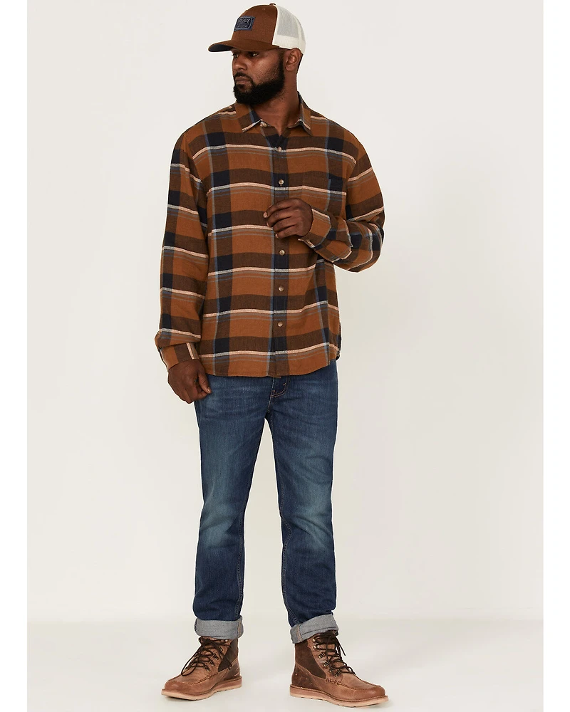 Pendleton Men's Linen Large Plaid Long Sleeve Button Down Western Shirt