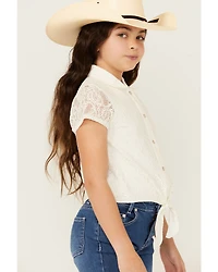 Shyanne Girls' Aspen Pearl Snap Tie-Front Short Sleeve Shirt