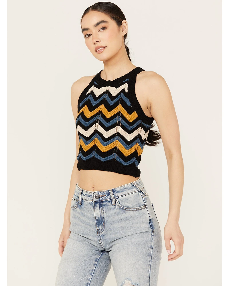 Revel Women's Zig Zag Sleeveless Sweater Tank