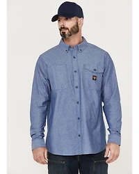 Hawx Men's Chambray Sun Protection Long Sleeve Button-Down Western Shirt
