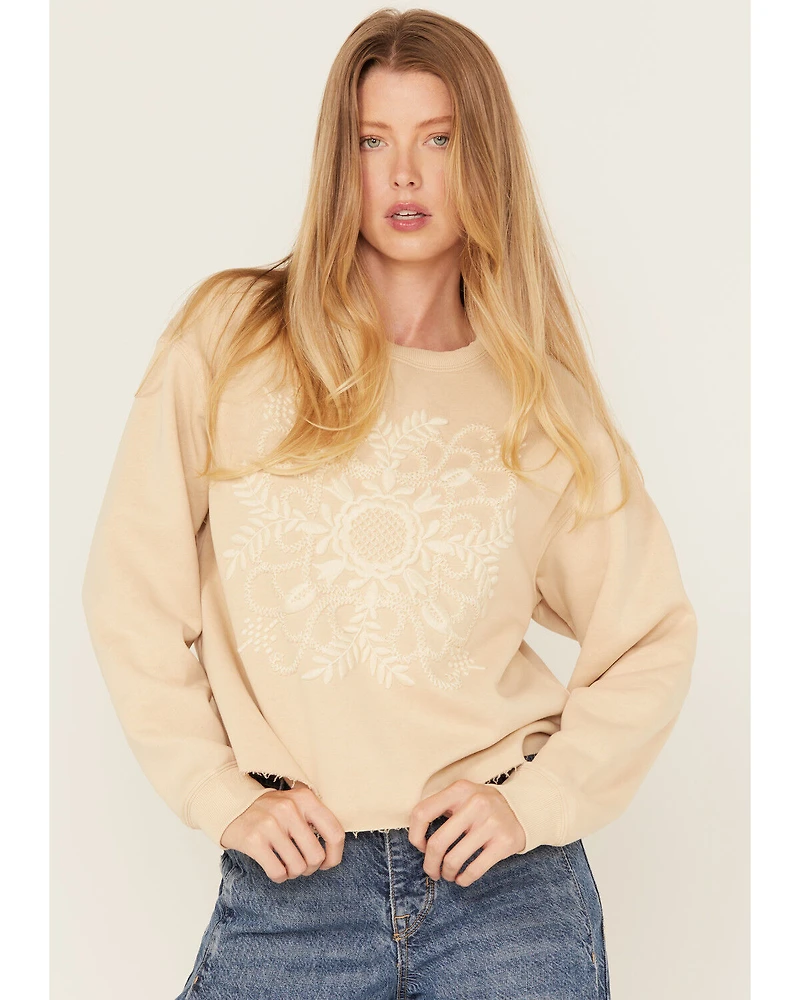 Cleo + Wolf Women's Floral Embroidered Long Sleeve Pullover