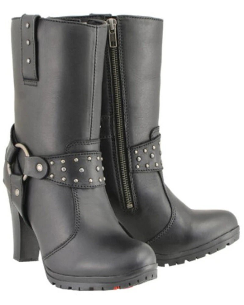Milwaukee Leather Women's Harness Boots - Round Toe