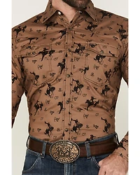 Cowboy Hardware Men's Bronc Conversation Print Long Sleeve Snap Western Shirt