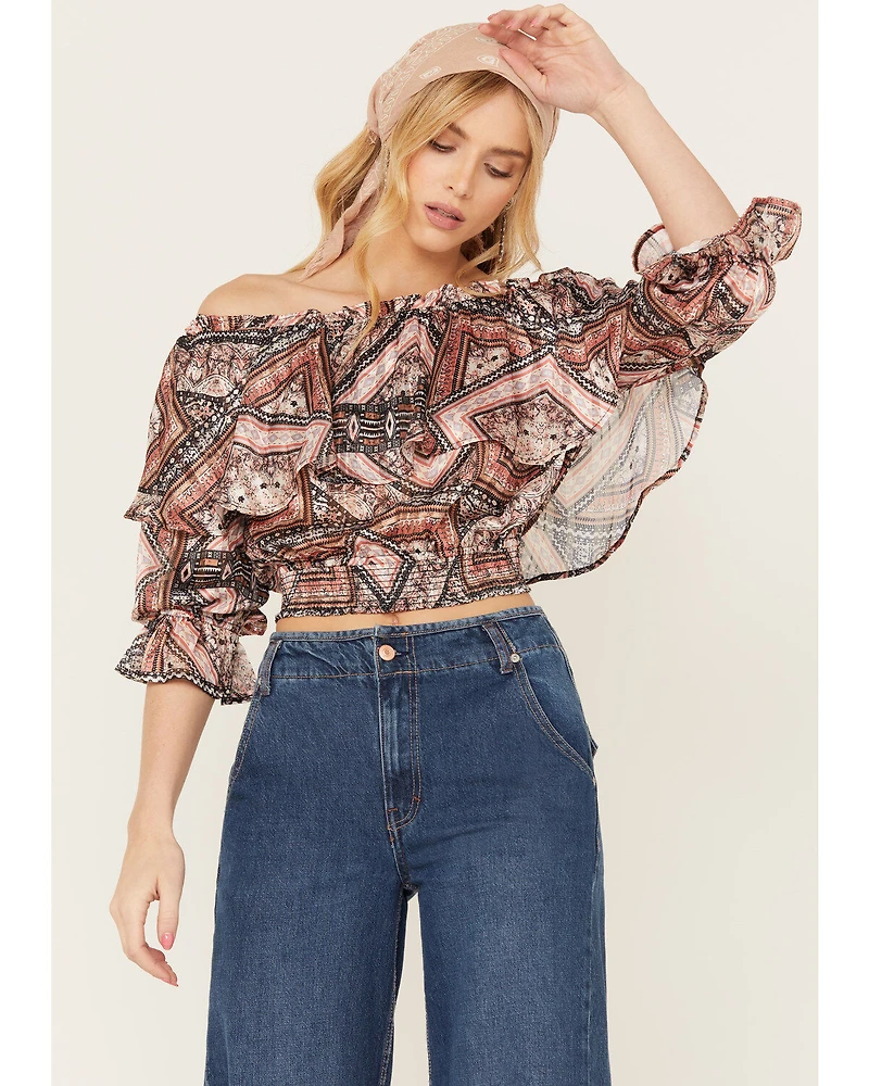 Shyanne Women's Ruffle Off Shoulder Chiffon Top