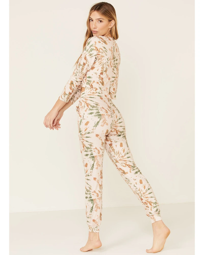 Peach Love Women's Cropped Splatter Print Sweatpants