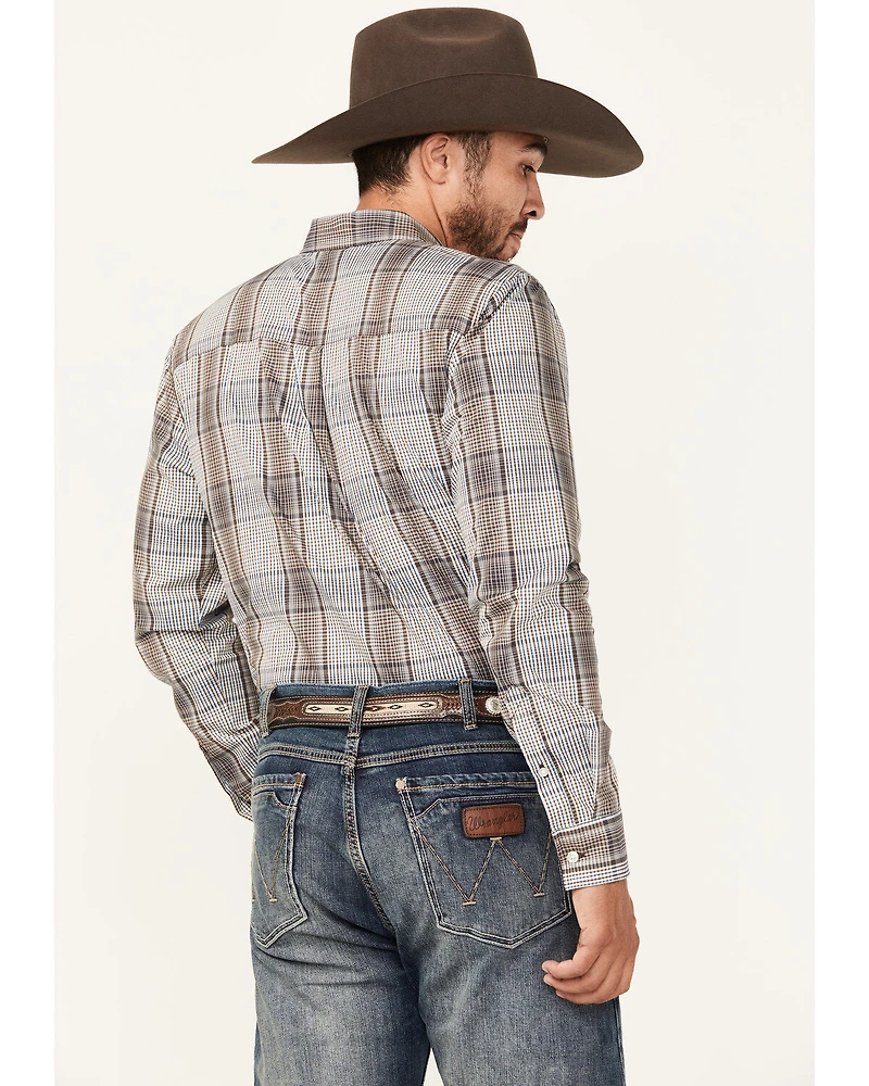 Cody James Men's Fiesta Plaid Print Long Sleeve Button-Down Western Shirt