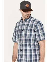Dickies Men's Plaid Print Relaxed Fit Flex Short Sleeve Button Down Work Shirt