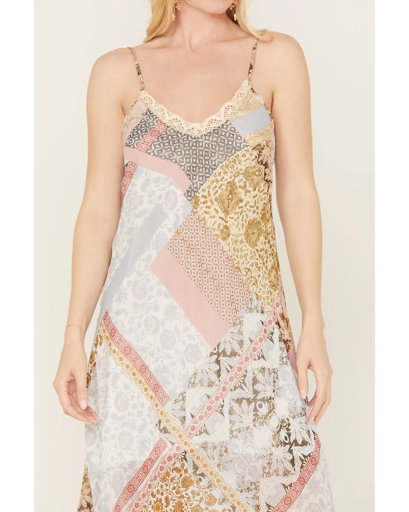 Wild Moss Women's Patchwork Print Smocked High-Low Dress