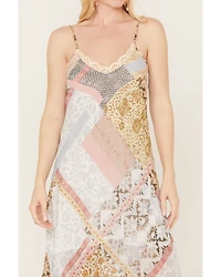 Wild Moss Women's Patchwork Print Smocked High-Low Dress