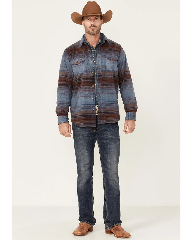 Gibson Men's Multi Baja Horizontal Stripe Long Sleeve Button-Down Western Shirt