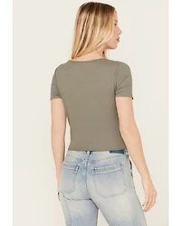 Moa Women's Ribbed Corset Style Short Sleeve Top