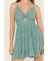 Angie Women's Eyelet Sleeveless Mini Dress