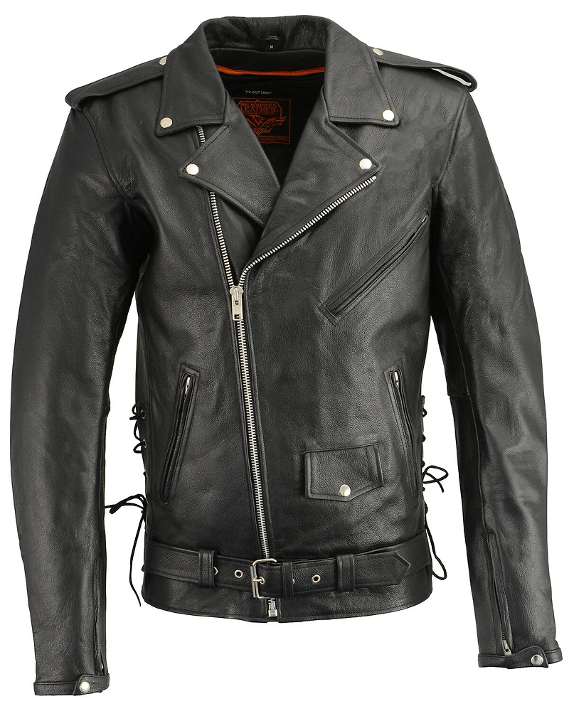Milwaukee Leather Men's Classic Side Lace Concealed Carry Motorcycle Jacket - 5XTall