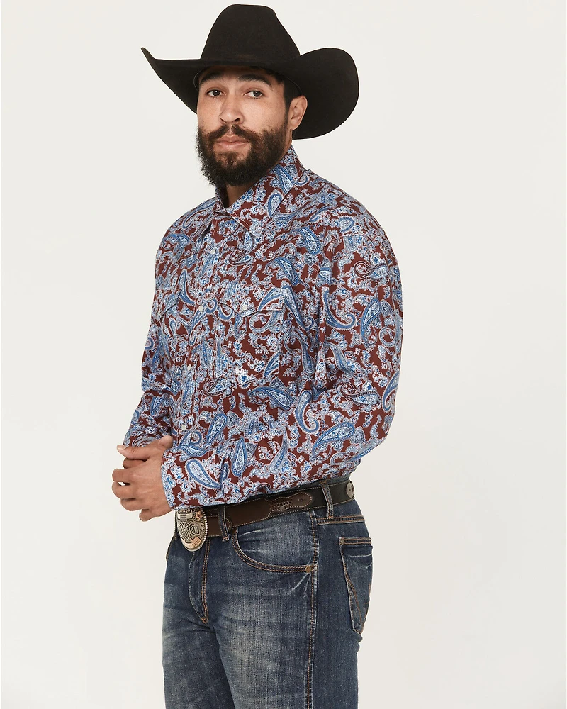 Roper Men's Paisley Print Long Sleeve Snap Western Shirt