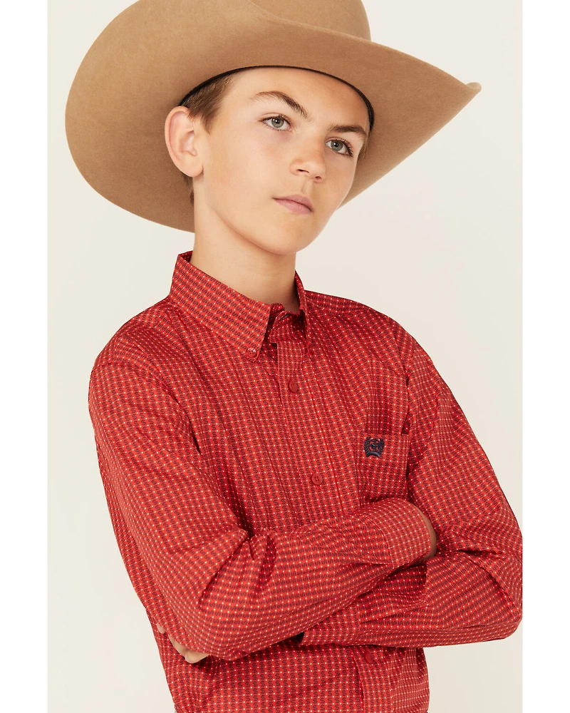 Cinch Boys' Geo Print Long Sleeve Button-Down Western Shirt
