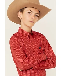 Cinch Boys' Geo Print Long Sleeve Button-Down Western Shirt