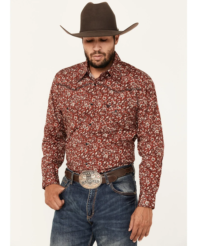 Cowboy Hardware Men's Range Floral Print Long Sleeve Snap Western Shirt