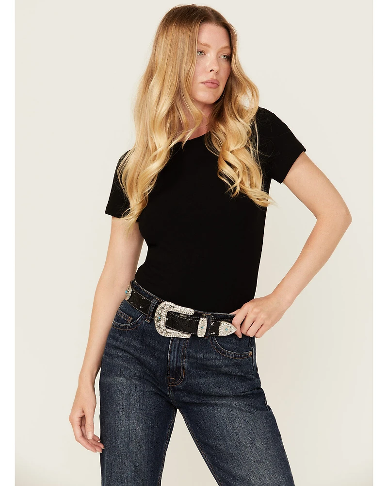 Shyanne Women's Underlay Concho Studded Tooled Belt