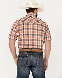 Ely Walker Men's Plaid Print Short Sleeve Pearl Snap Western Shirt