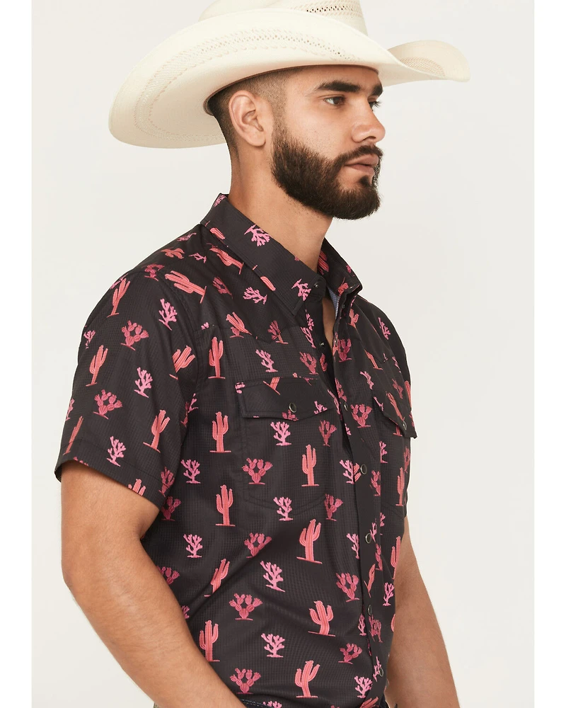 Rock & Roll Denim Men's Boot Barn Exclusive Tek Cactus Short Sleeve Snap Stretch Western Shirt
