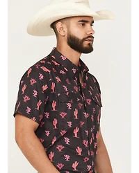 Rock & Roll Denim Men's Boot Barn Exclusive Tek Cactus Short Sleeve Snap Stretch Western Shirt