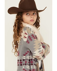 Shyanne Girls' Southwestern Print Fur Trim Cardigan