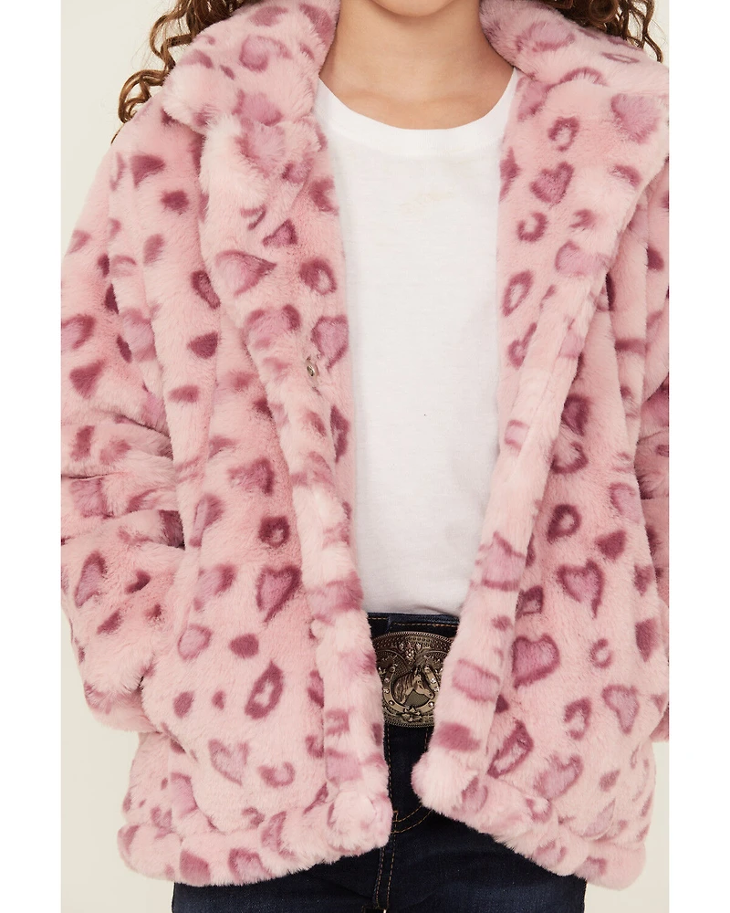 Urban Republic Little Girls' Jaguar Print Faux Fur Jacket