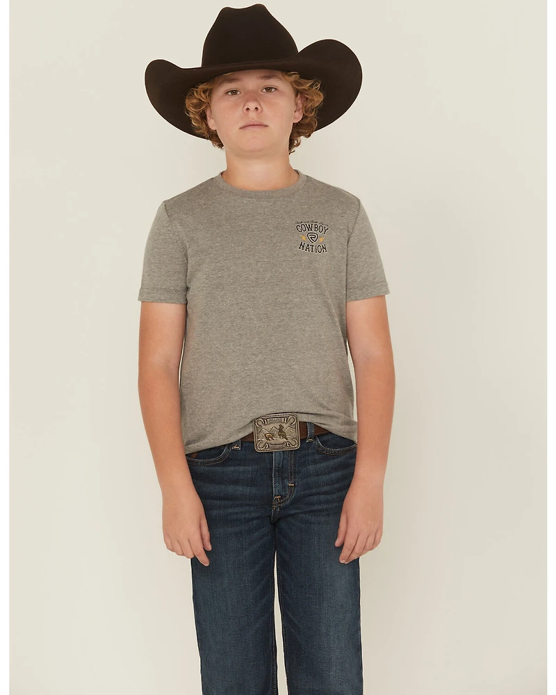 Rock & Roll Denim Boys' Cowboy Skull Short Sleeve Graphic T-Shirt