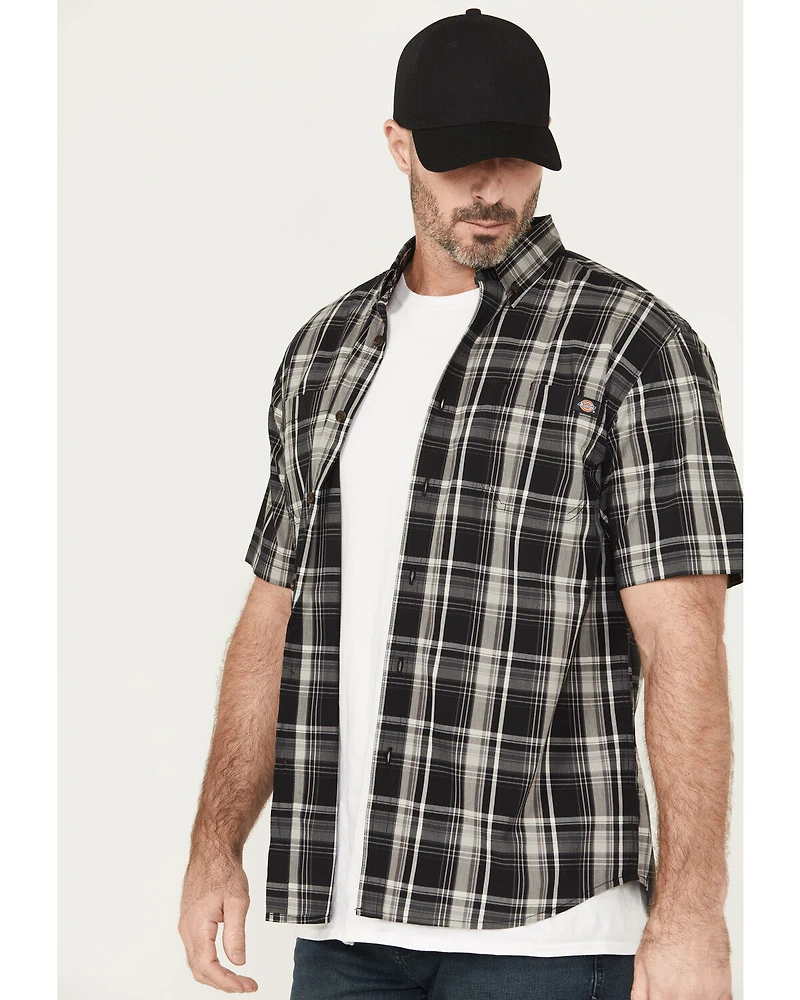 Dickies Men's Flex Plaid Print Short Sleeve Button-Down Work Shirt