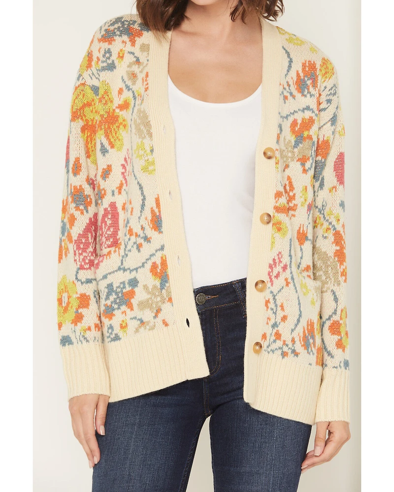 Cleo + Wolf Women's Floral Embroidered Button-Down Sweater