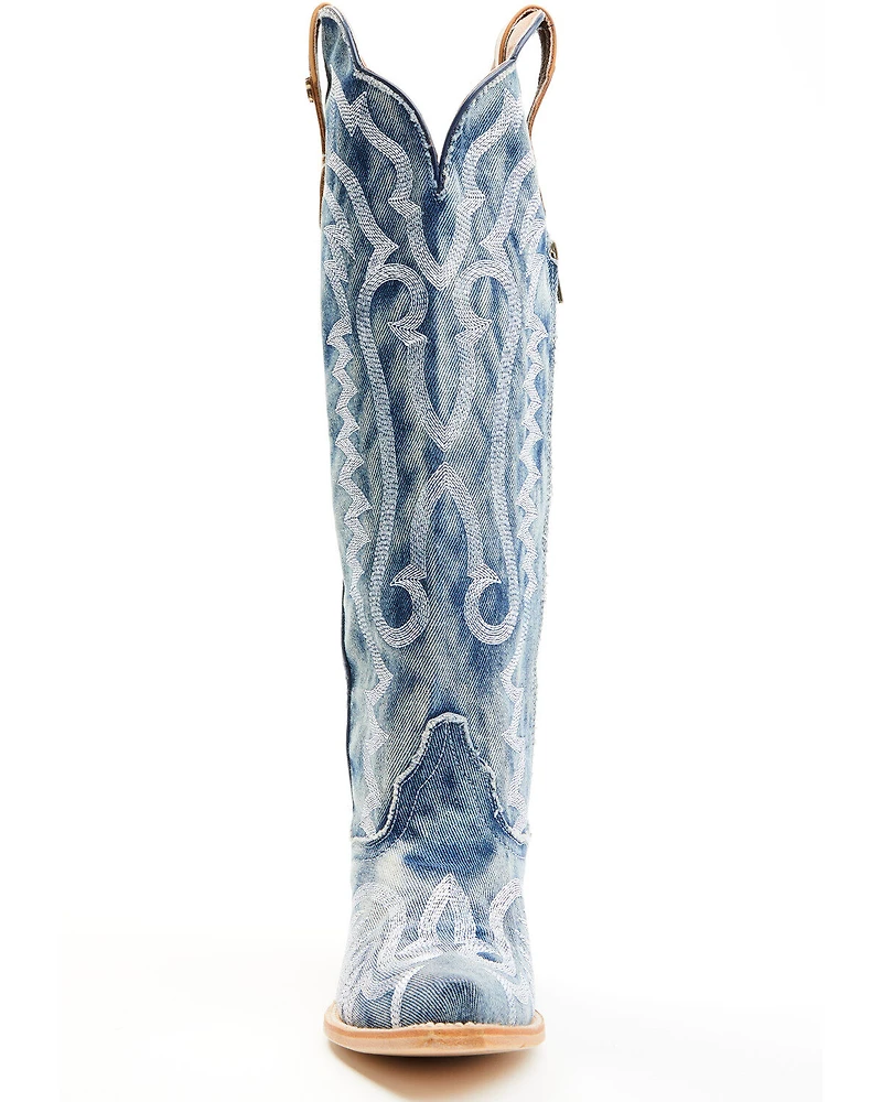Dan Post Women's Denim Darlin' Tall Western Boots - Snip Toe
