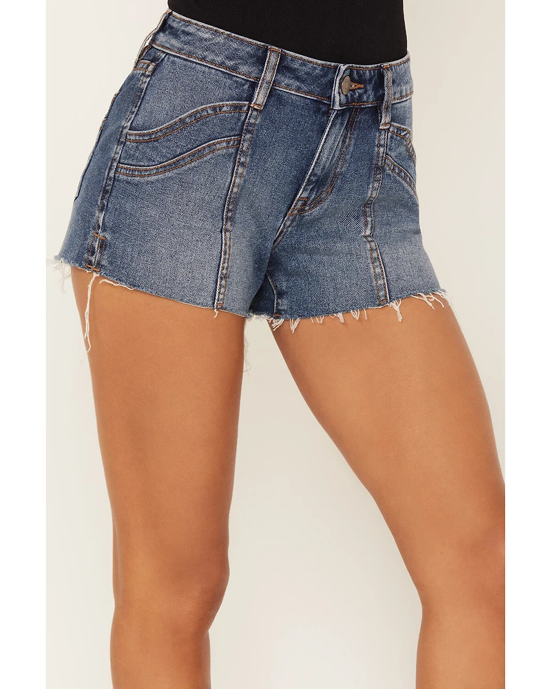 Shyanne Women's Dark Wash Mid Rise Rigid Denim Shorts