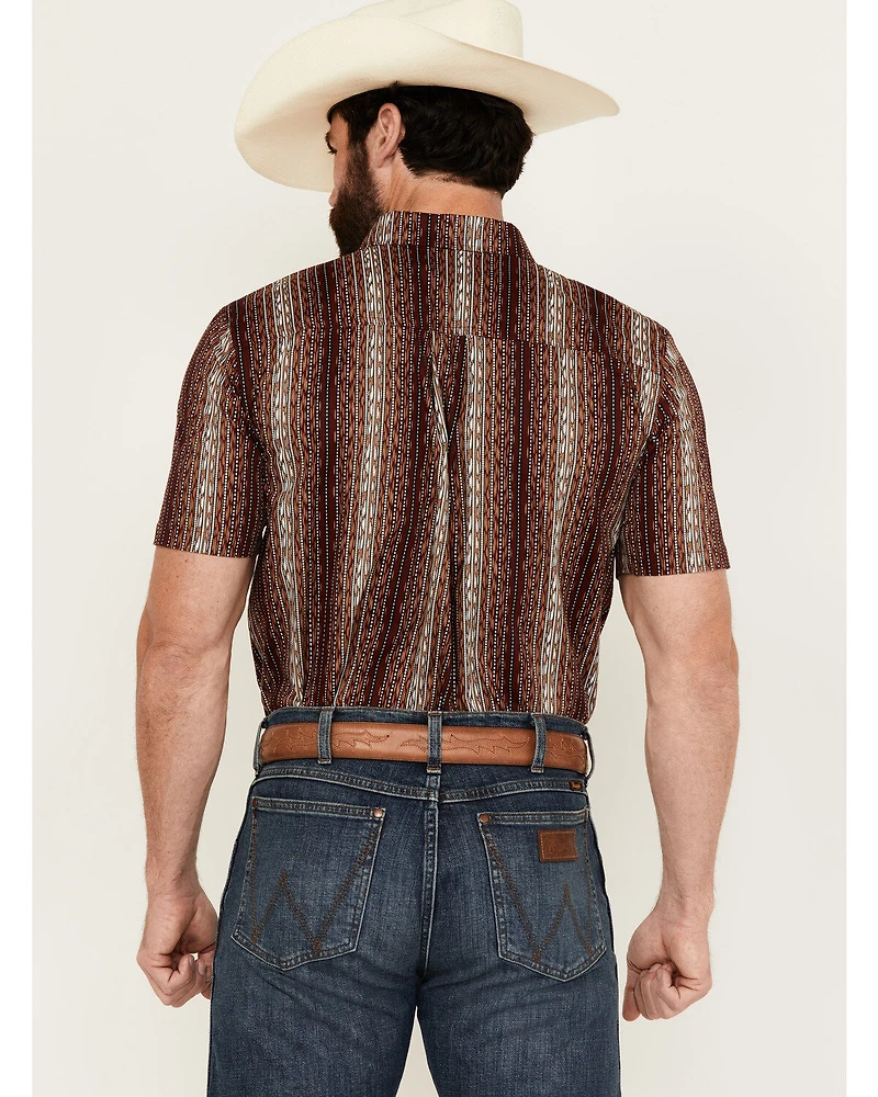 Cody James Men's Wood Cut Southwestern Striped Short Sleeve Button-Down Stretch Western Shirt